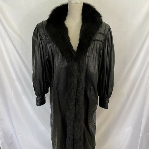 Marvin Richards Jackets & Blazers - J. Percy for Marvin Richards LONG Duster Leather Jacket Fox Fur Lined Jacket M